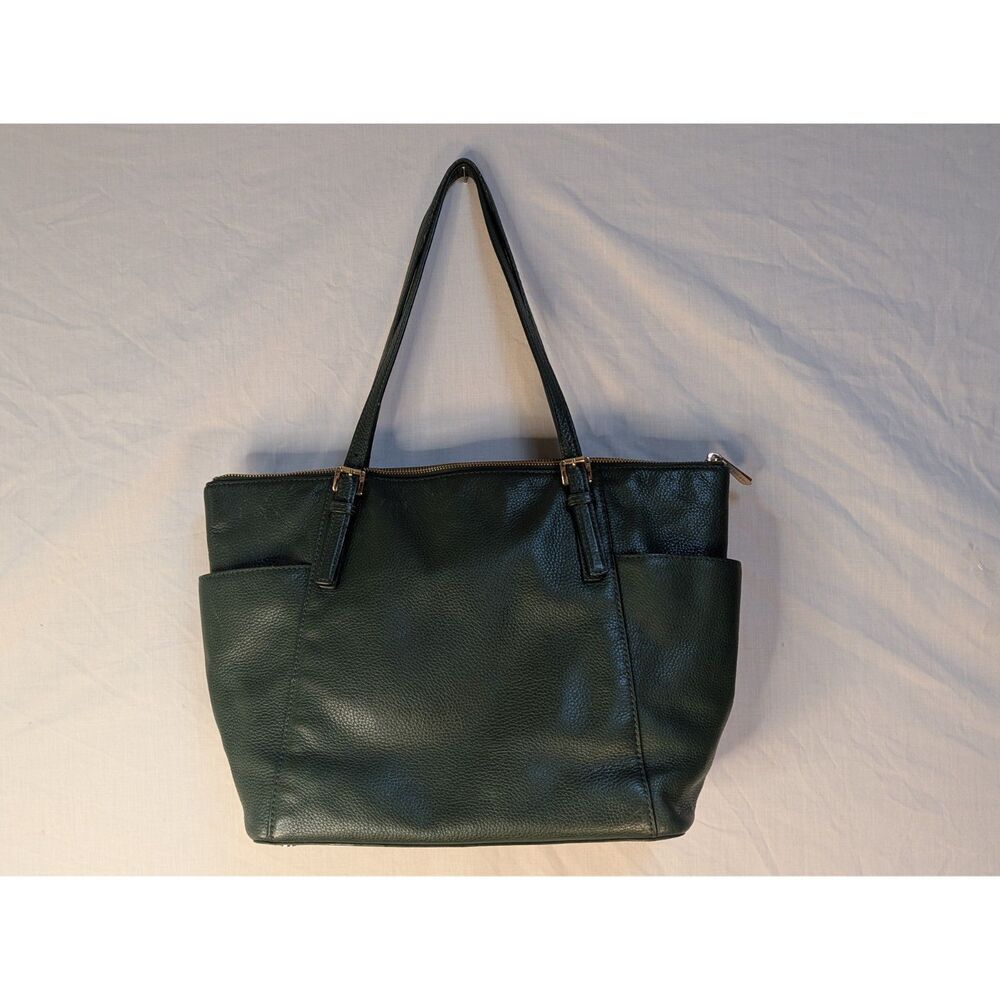 Michael Kors Tote Bag Green Leather Shoulder Bag Large MK Purse